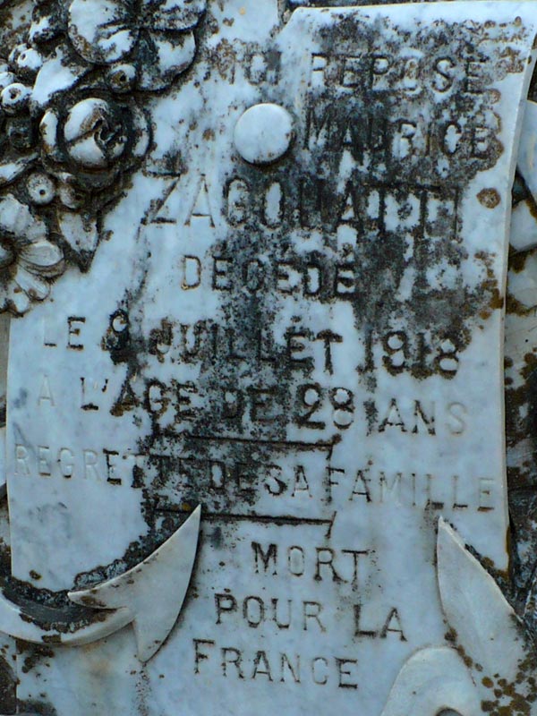 Stèle de ZAGOUATI Maurice