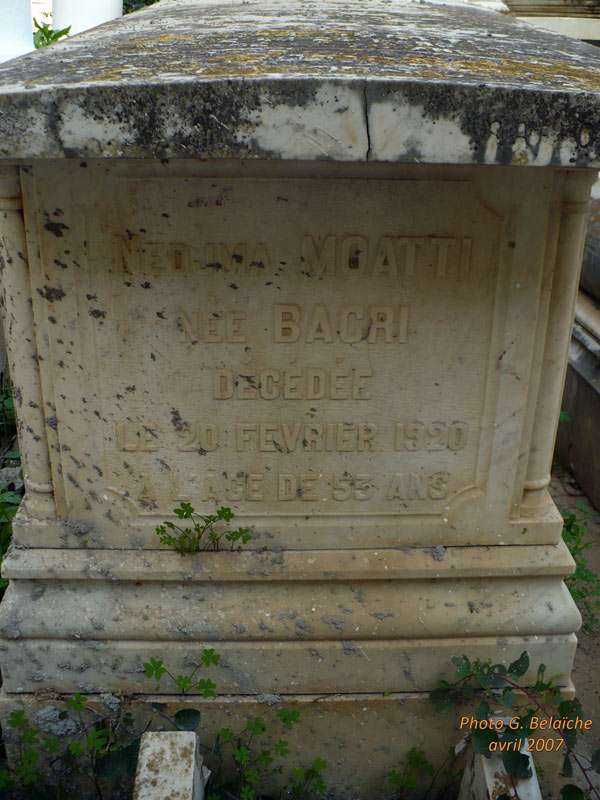 Grafsteen van BACRI Nedjma