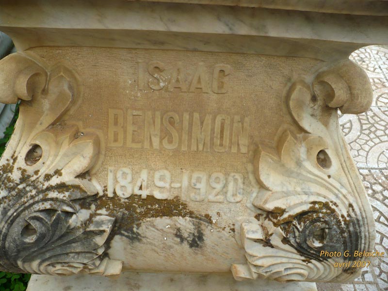 BENSIMON Isaac fejfája