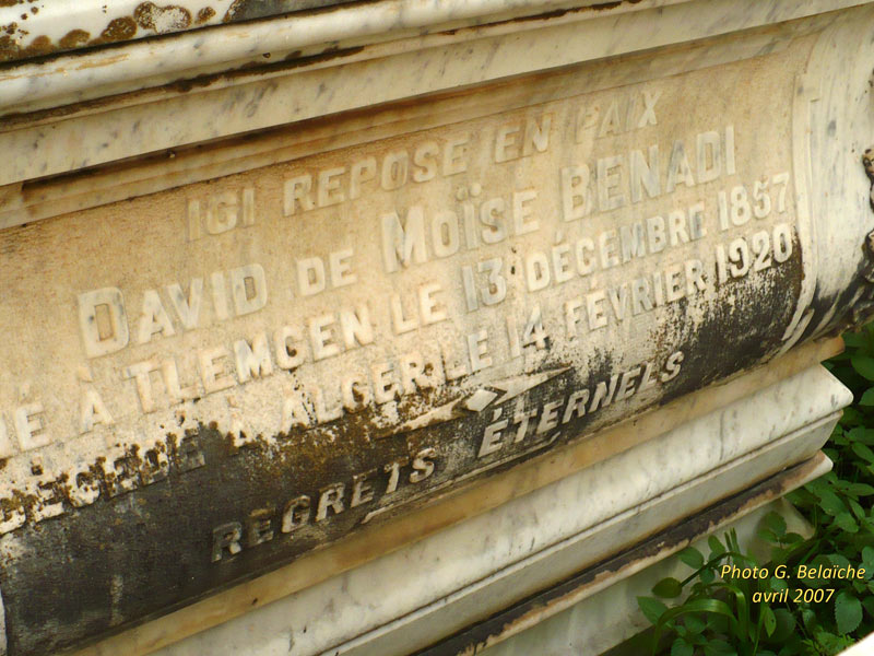 Grafsteen van BENADI David