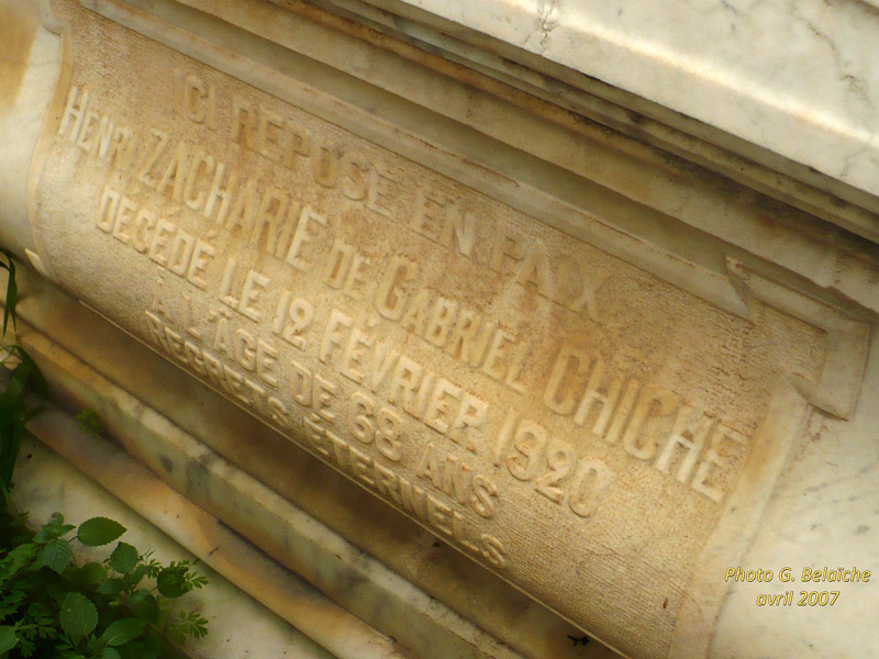 Grafsteen van CHICHE Zacharie