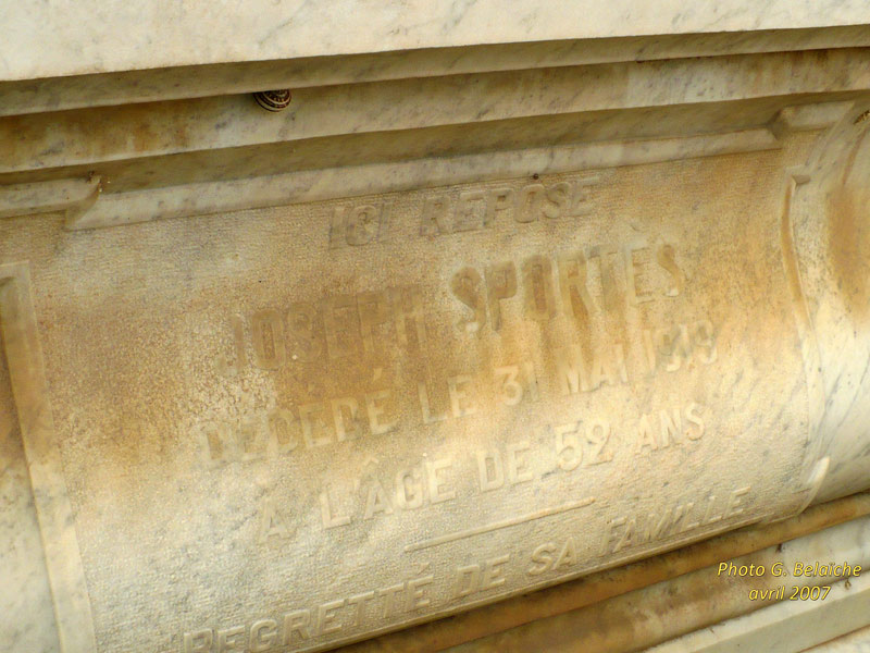 Stèle de SPORTES Joseph