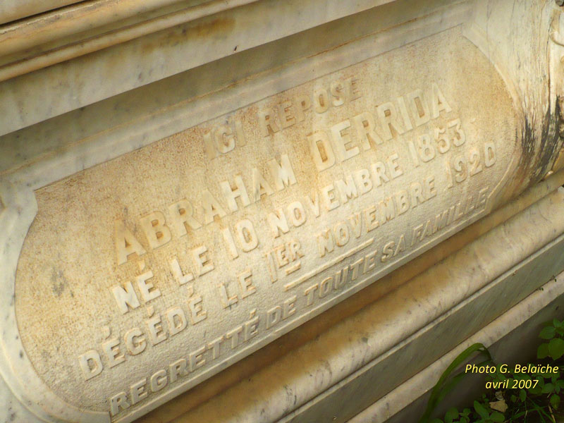 Stèle de DERRIDA Abraham