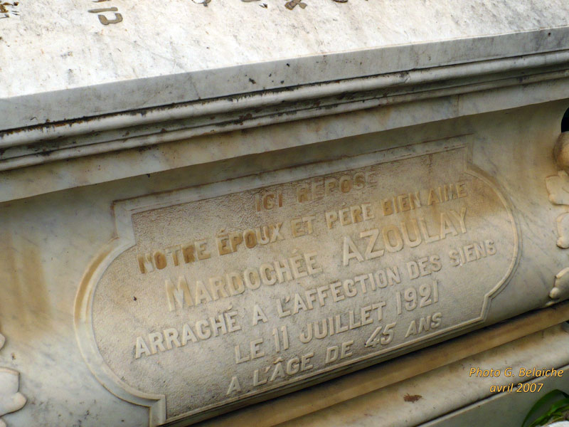 Grafsteen van AZOULAY Mardochée