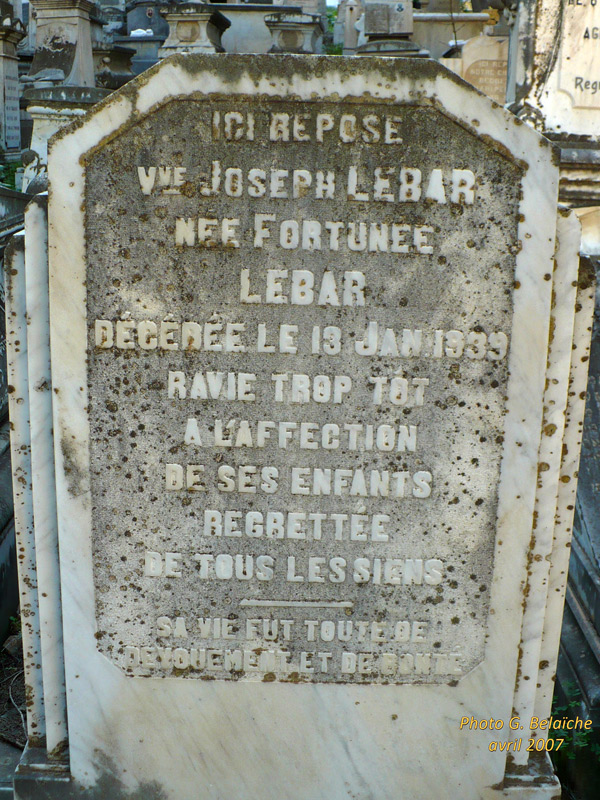 Stèle de LEBAR Fortunée