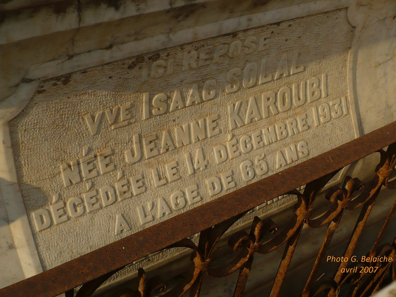 Stèle de KAROUBY Simha Jeanne