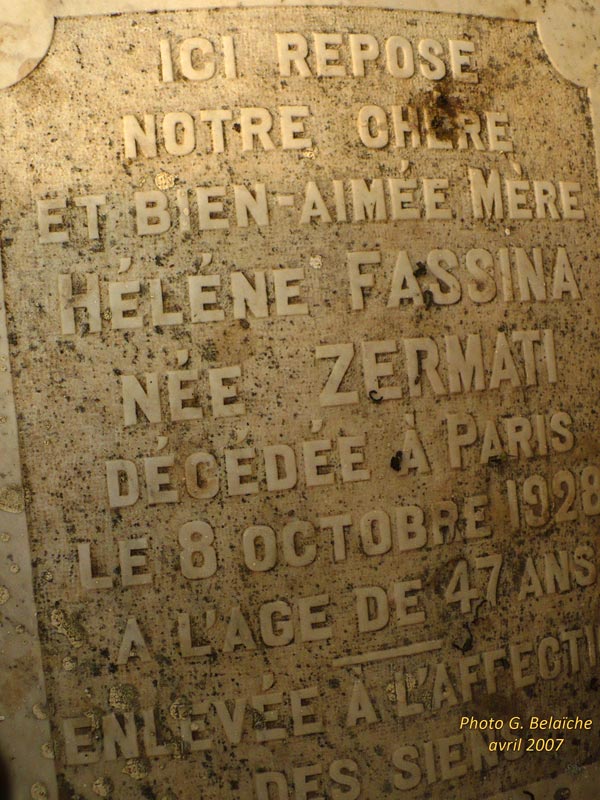Stèle de ZERMATI Hélène