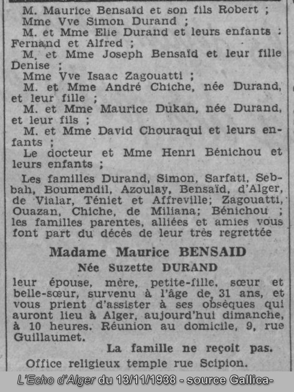Stèle de DURAND Camille Suzette
