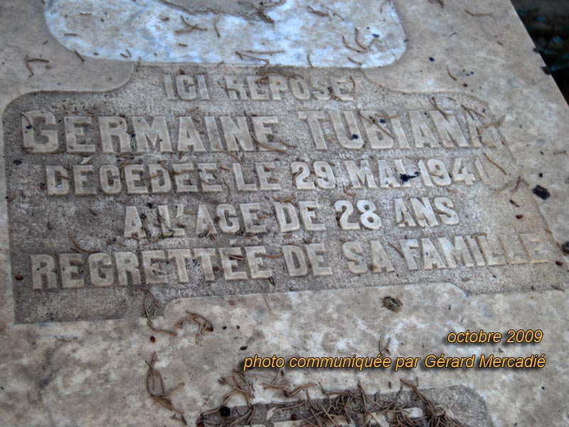 Stèle de TUBIANA Germaine