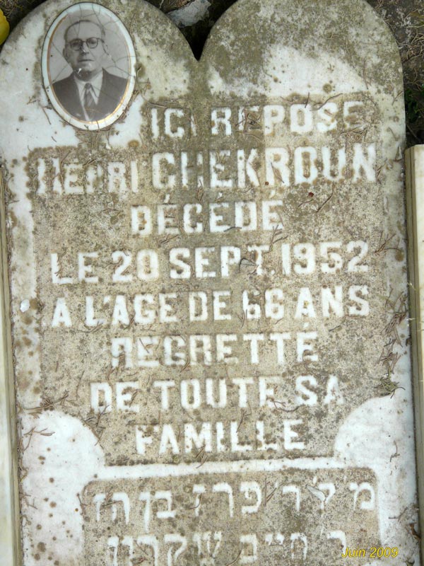 Grafsteen van CHEKROUN Henri