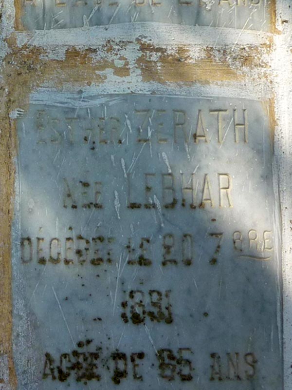 Stèle de LEBHAR Esther