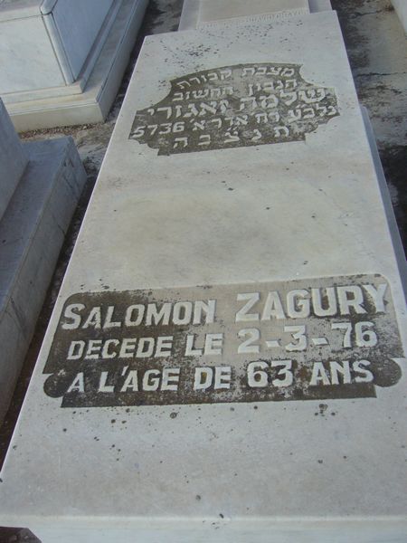 Grafsteen van ZAGURY Salomon