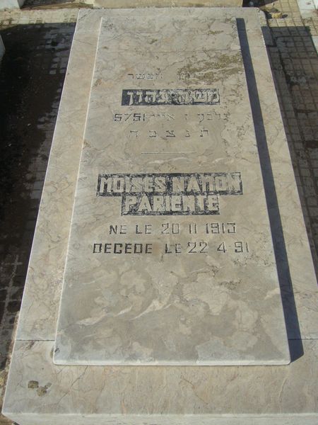 Tombstone of NAHON PARIENTE Moises