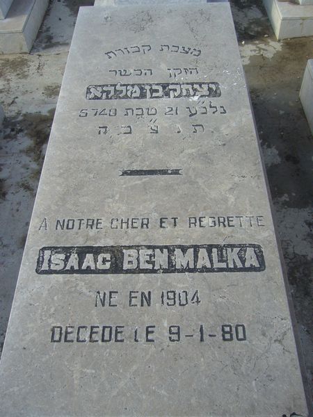 Lápide de BENMALKA Isaac