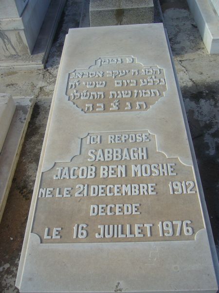 Grabstein von SABBAGH Jacob Ben Moshe