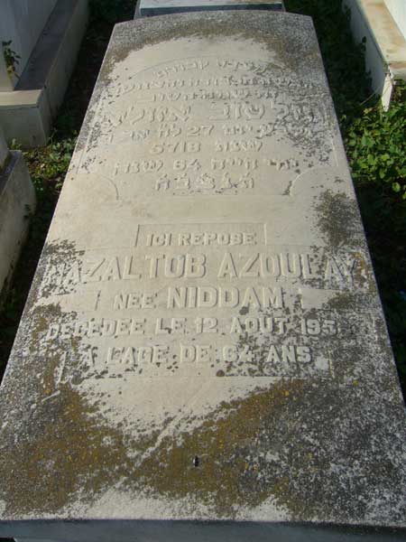 Tombstone of AZOULAY Mazaltob