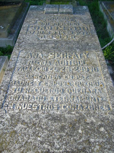 Lápide de SERFATY Ana
