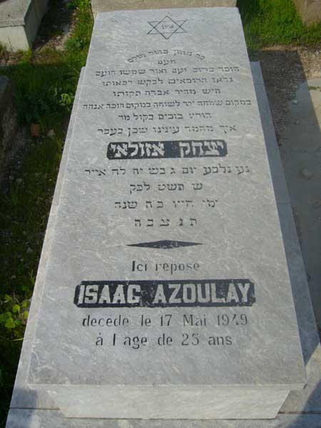 Lápide de AZOULAY Isaac