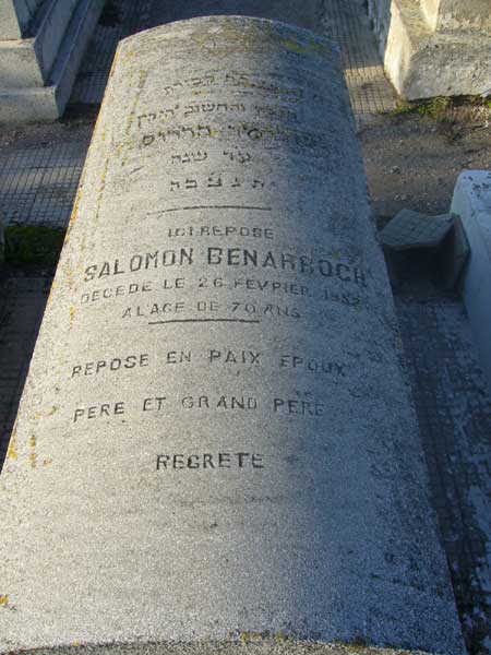 Lápide de BENARROCH Salomon