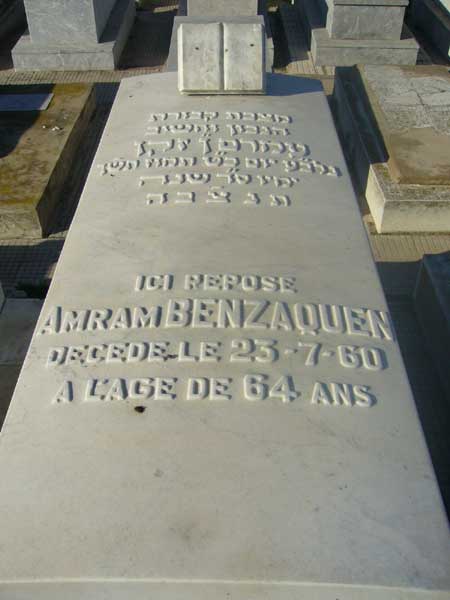 Lápide de BENZAQUEN Amram