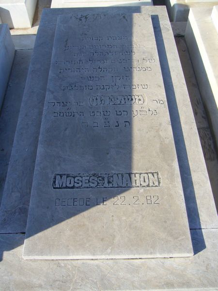Tombstone of NAHON Moses I.
