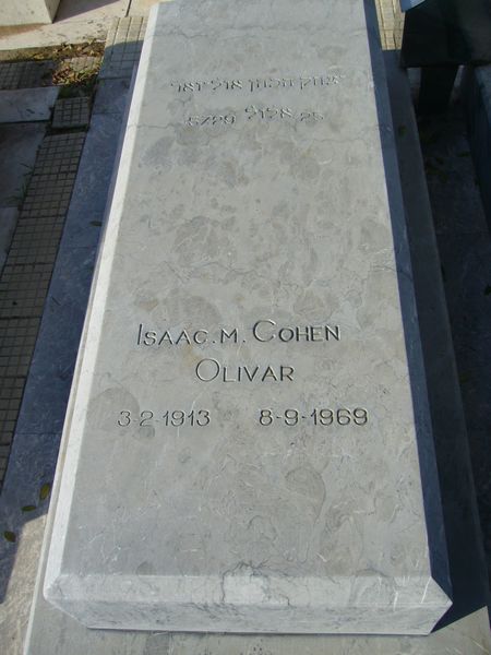מַצֵּבה פון COHEN OLIVAR Isaac M.
