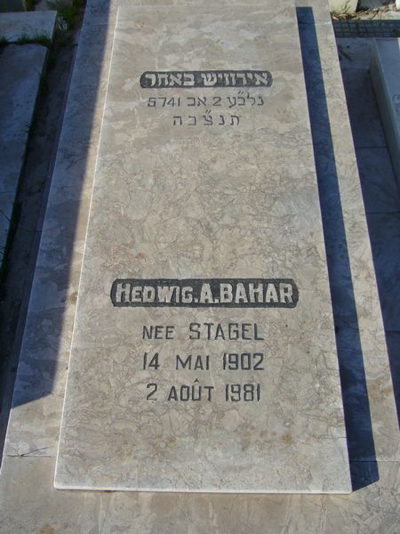 Lápide de BAHAR Hedwig A.