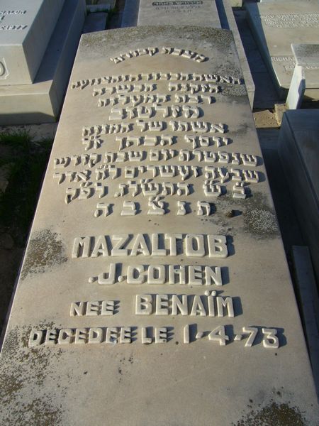 Grafsteen van COHEN Mazaltob J.