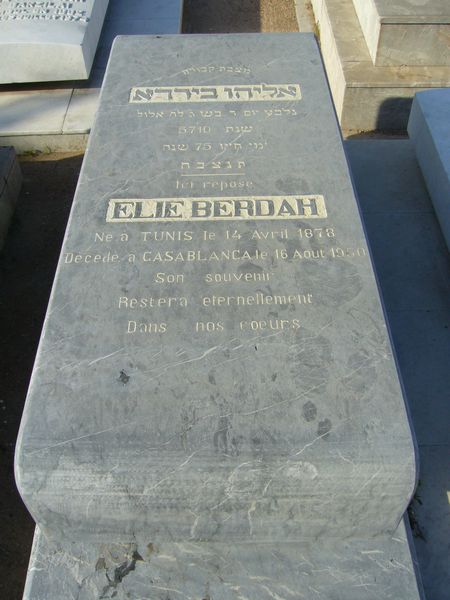 Lápide de BERDAH Elie