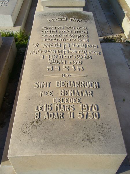 Lápide de BENARROCH Simy