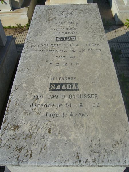 Lápide de BENDAVID OYOUSSEF Saada