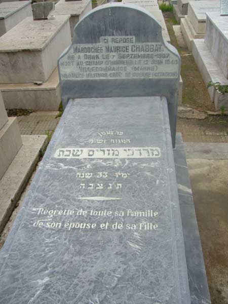 Grafsteen van CHABBAT Mardoche Maurice