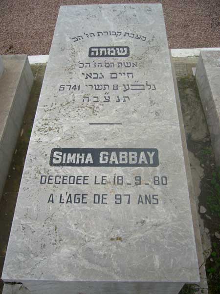 Tombstone of GABBAY Simha