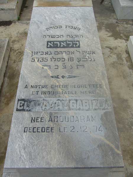 Tombstone of GABIZON Clara A.