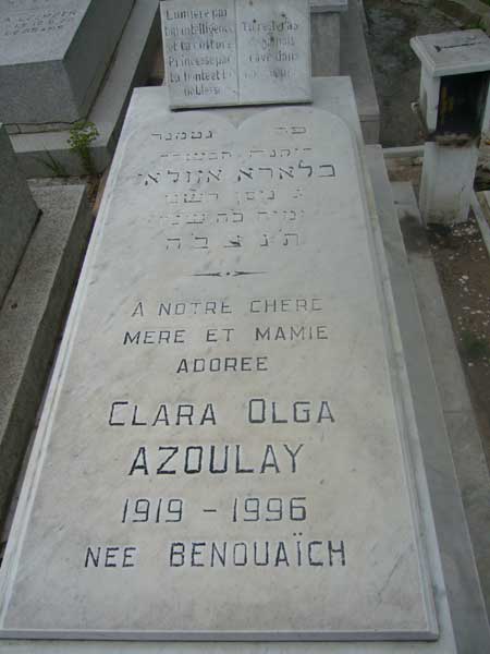 Tombstone of AZOULAY Clara Olga
