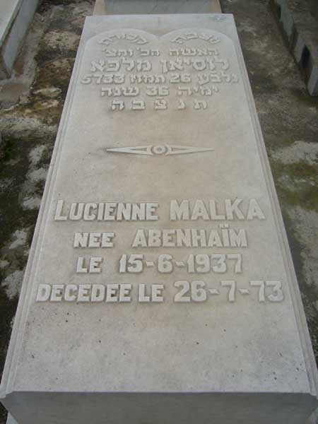 Tombstone of MALKA Lucienne