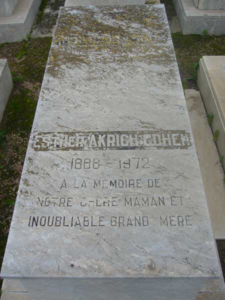Tombstone of AKRICH COHEN Esther