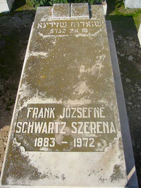 Tombstone of SCHWARTZ SZERENA Frank Jozsefne