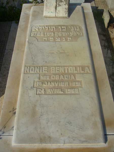 Lápide de BENTOLILA Nonie