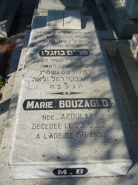 Lápide de BOUZAGLO Marie