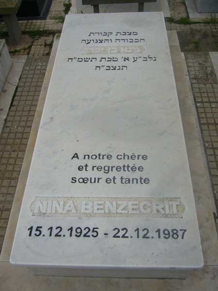 Lápide de BENZECRIT Nina