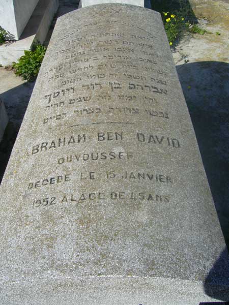 Lápide de BENDAVID OUYOUSSEF Braham