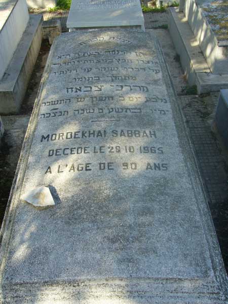 Lápide de SABBAH Mordekhai