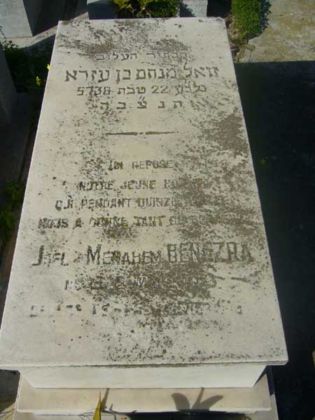 Grabstein von BENEZRA Jofl Menahem