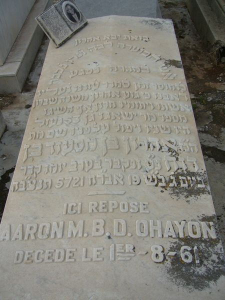Tombstone of OHAYON Aaron M. B. D.