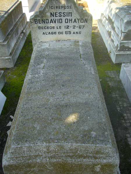 Lápide de BENDAVID OHAYON Nessim