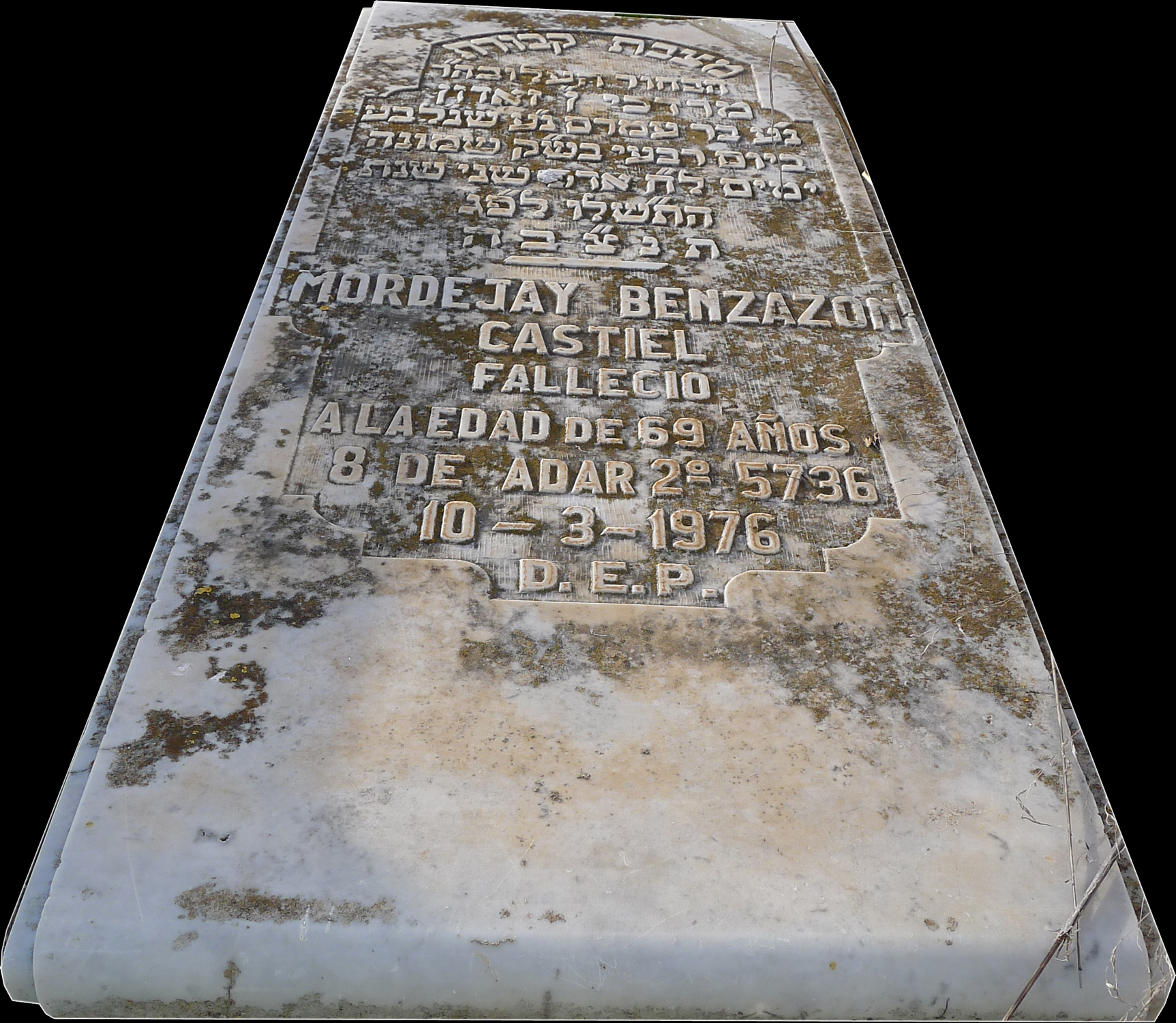 Grafsteen van Benzazon-Castiel Mordejay Registro Civil soltero
