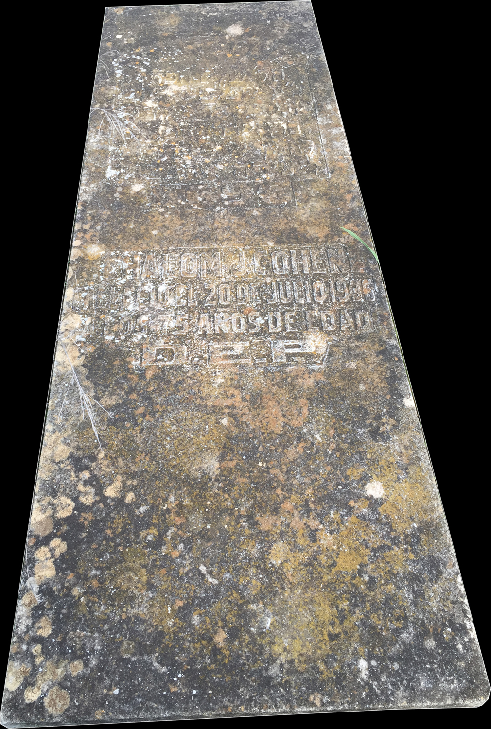 Stèle de Cohen Nombre de nacimiento Chalom J. Apellido y Nombre del esposa