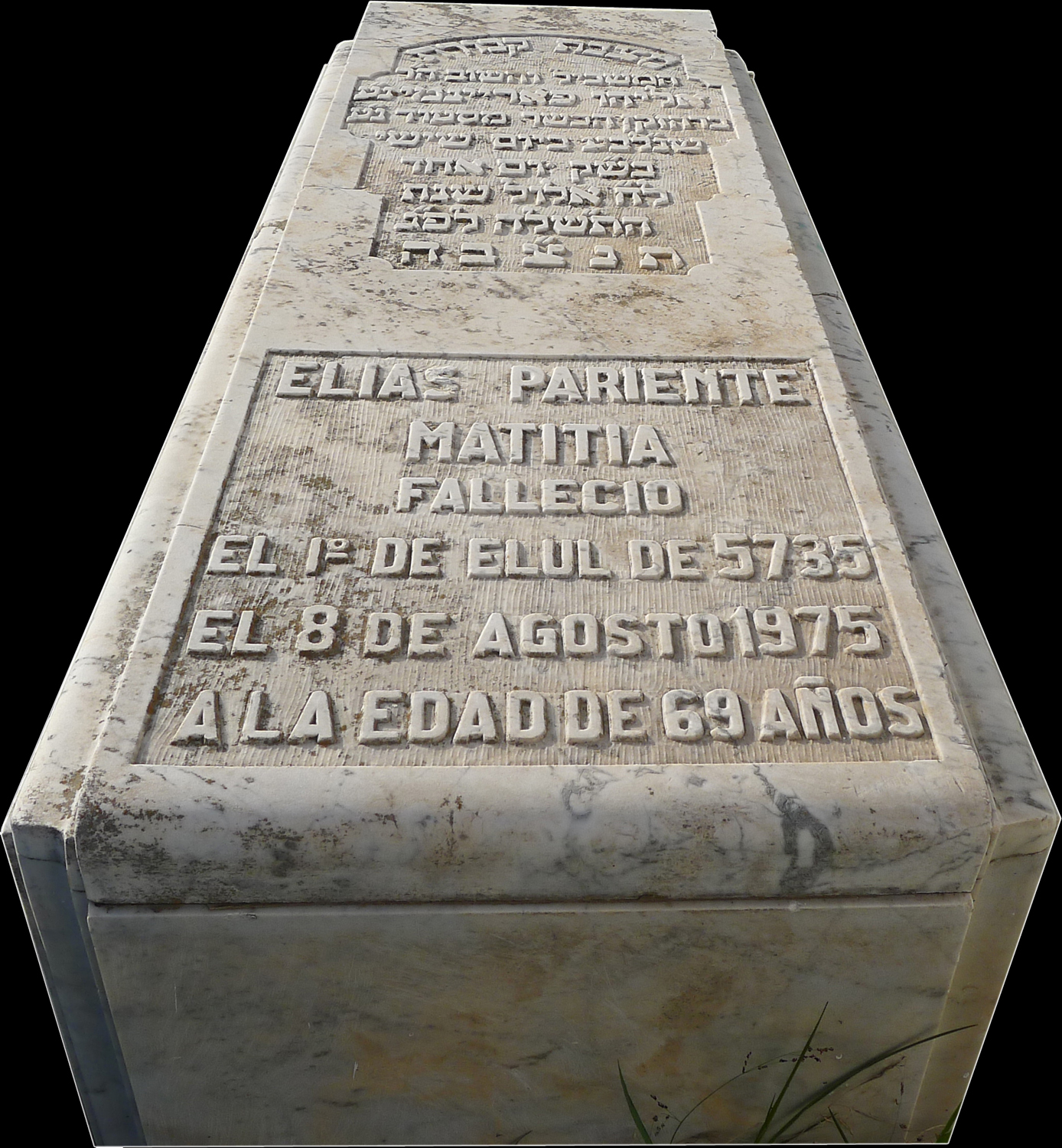 Pariente Matitia Elias fejfája