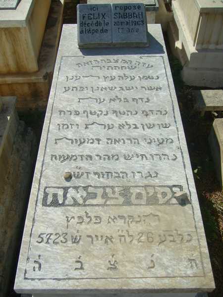Lápide de sabbah felix nessim